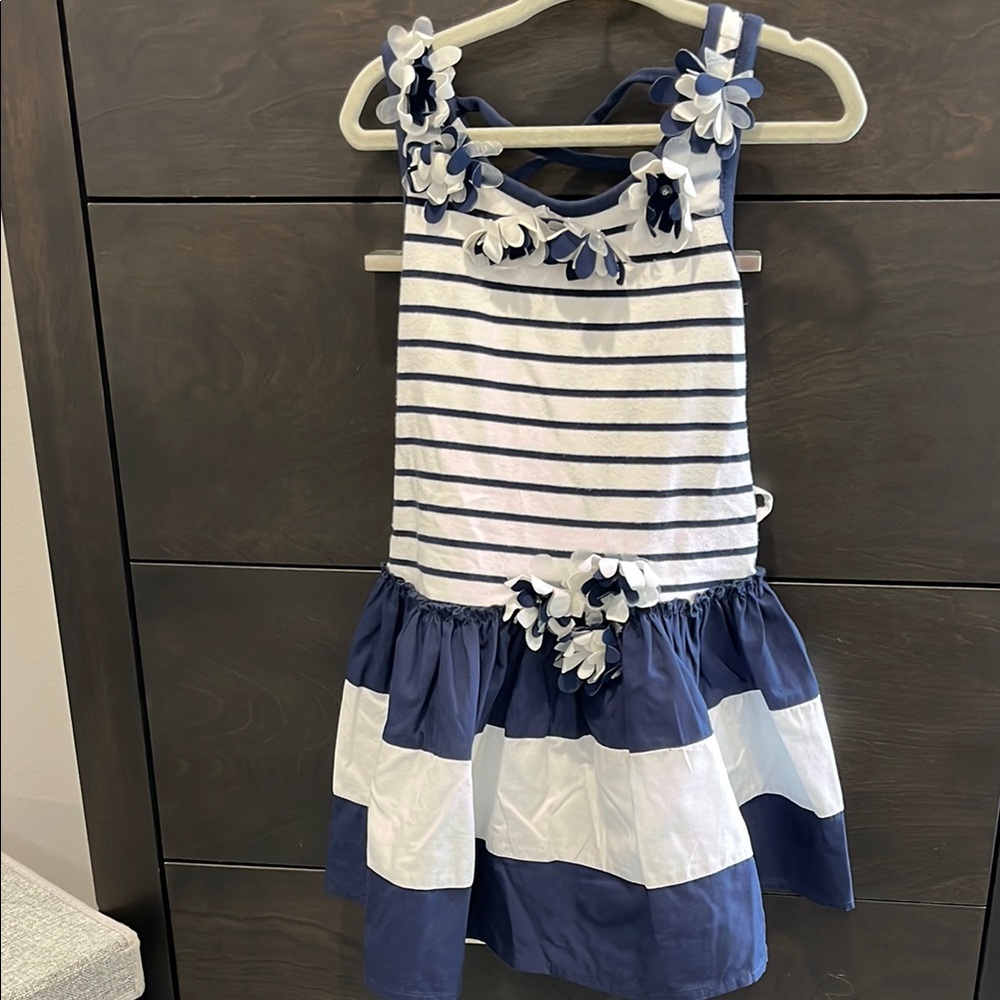 Kate Mack Blue and White Tiered Tie Sundress